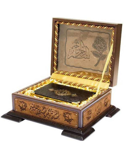 Koran in Houten Doos met Rozenpatroon - Zakformaat