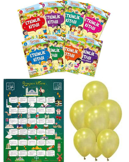 Ramazan etkinliği 4-6 yaş  (8 kitap 4 balon + Dev poster  )