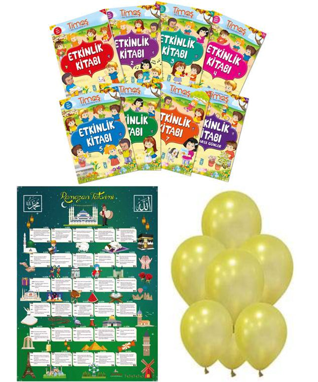 Ramazan etkinliği 4-6 yaş  (8 kitap 4 balon + Dev poster  )
