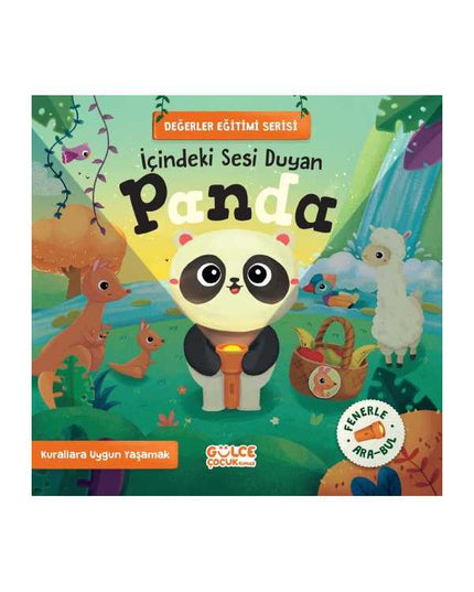Panda die de Stem in Zich Hoort - Vind het met een Zaklamp