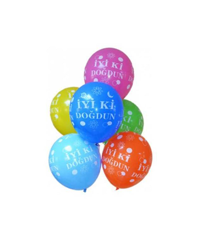 İyi ki Doğdun Yazılı Karışık Balon Doğum Günü - 10 Adet