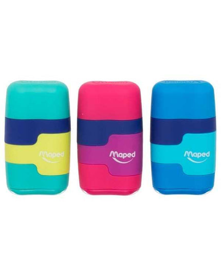 Maped Connect Dubbele puntenslijper met gum, matte kleuren