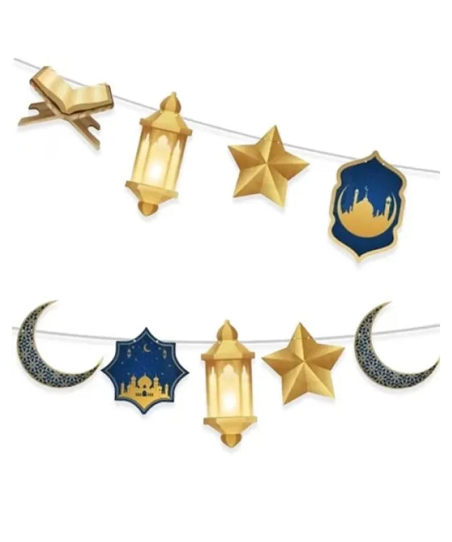 Ramadan Decoratieve Versiering Blauw Goud 140 cm